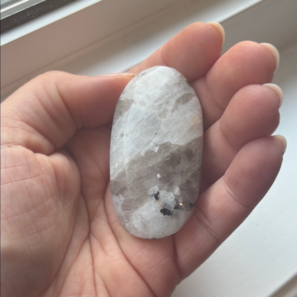Moonstone palm stone White Polished Stone